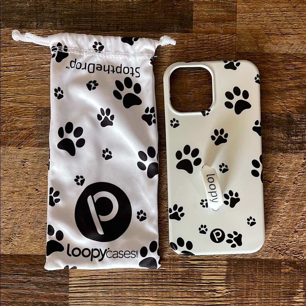 Loopy Case Black and White Paw Print Phone Case